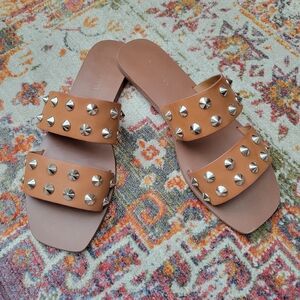 Marc Fisher Studded Tan Slides